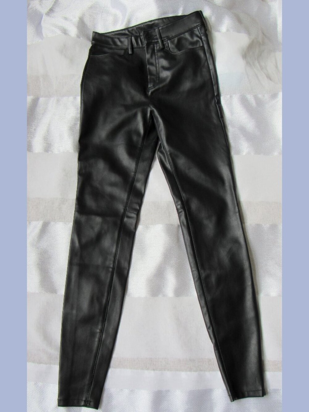 Free People Black Faux Leather Skinny Pants SIZE 26 .